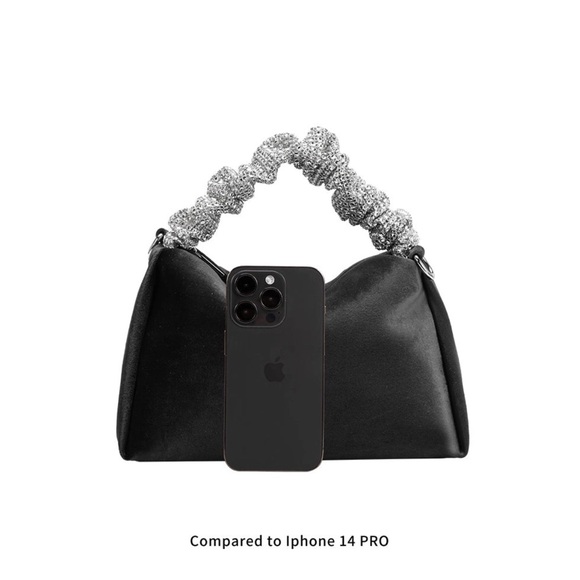 Melie Bianco ESTELA Velvet Top Handle Bag w/ Crossbody Strap | Taupe - Picture 5 of 8